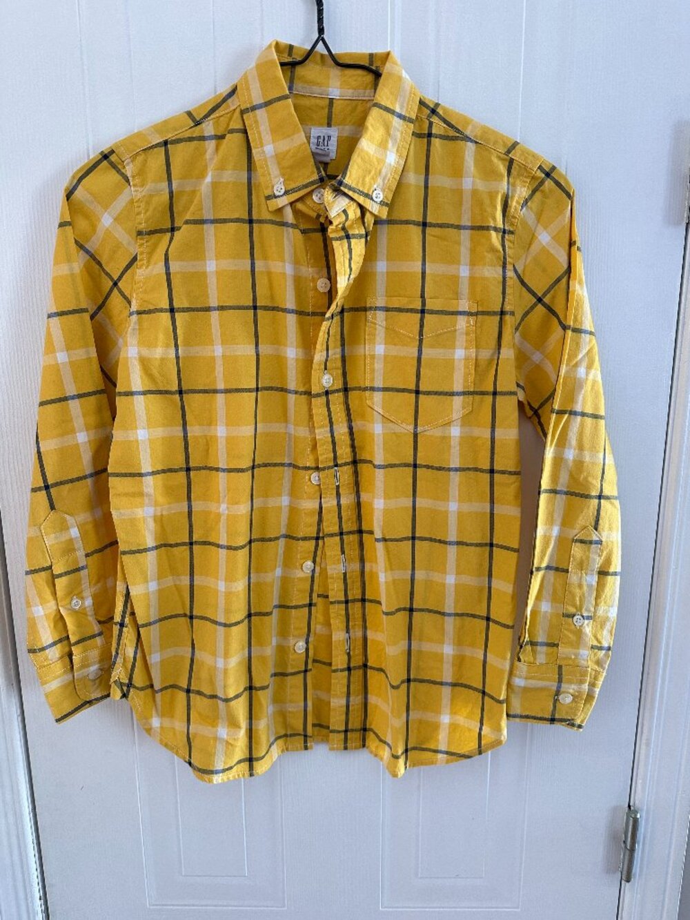 GAP Boys Yellow Plaid Long Sleeve Button-Down Shirt